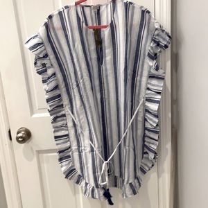 Jcrew Ruffle Tunic in Stripe NWT